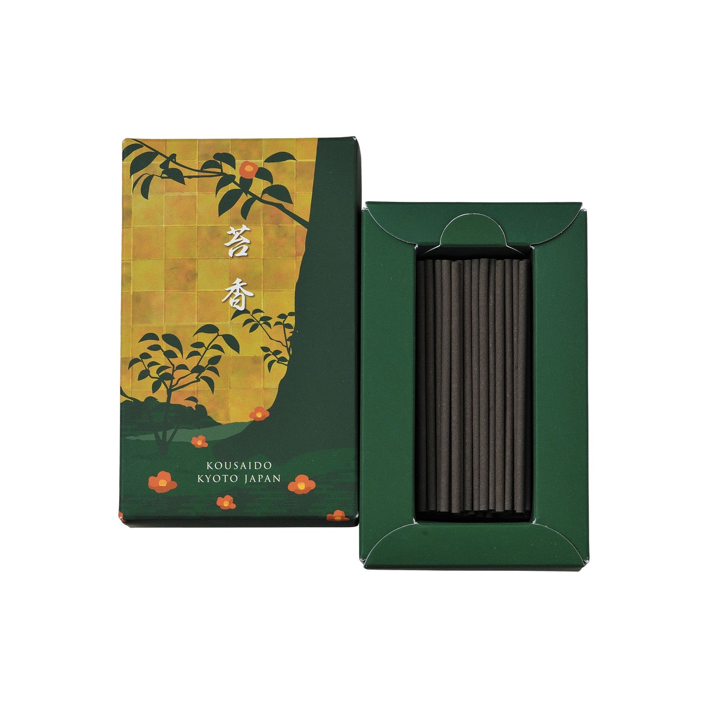 京都のお香メーカー香彩堂の商品。
風姿花伝の苔香55本入り。
ショートタイプ。