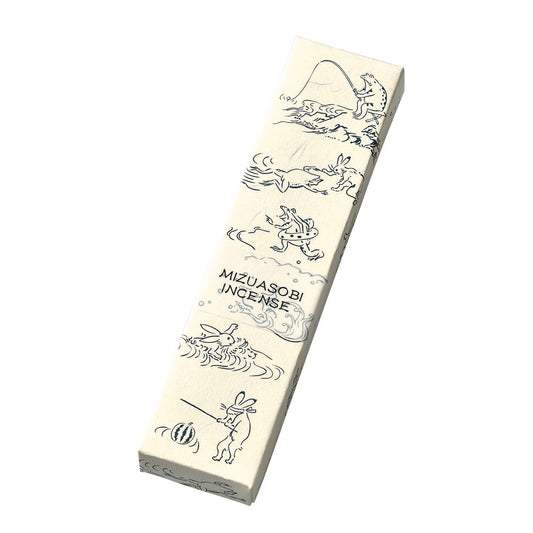 株式会社香彩堂の商品。鳥獣戯画お花見。
外装に鳥獣戯画のイラストが施されたロングタイプのお香です。